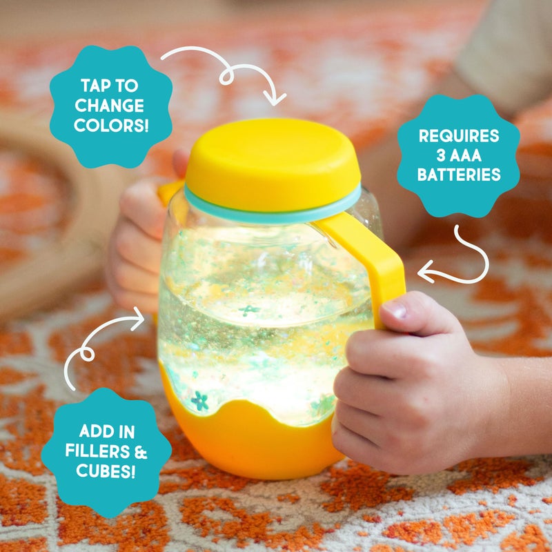 Glo Pals Sensory Play Pack Bundle with Sensory Play Jar  Red Sammy Light-Up Cubes  & Fun Fillers (Easy as ABC) - Image 4